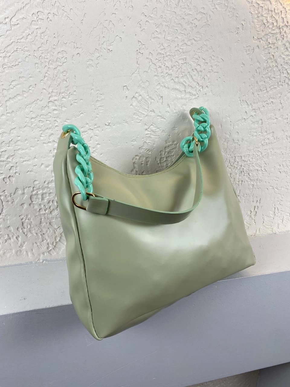 Mint Yeşil Renk Yumuşak Deri Kol Çanta