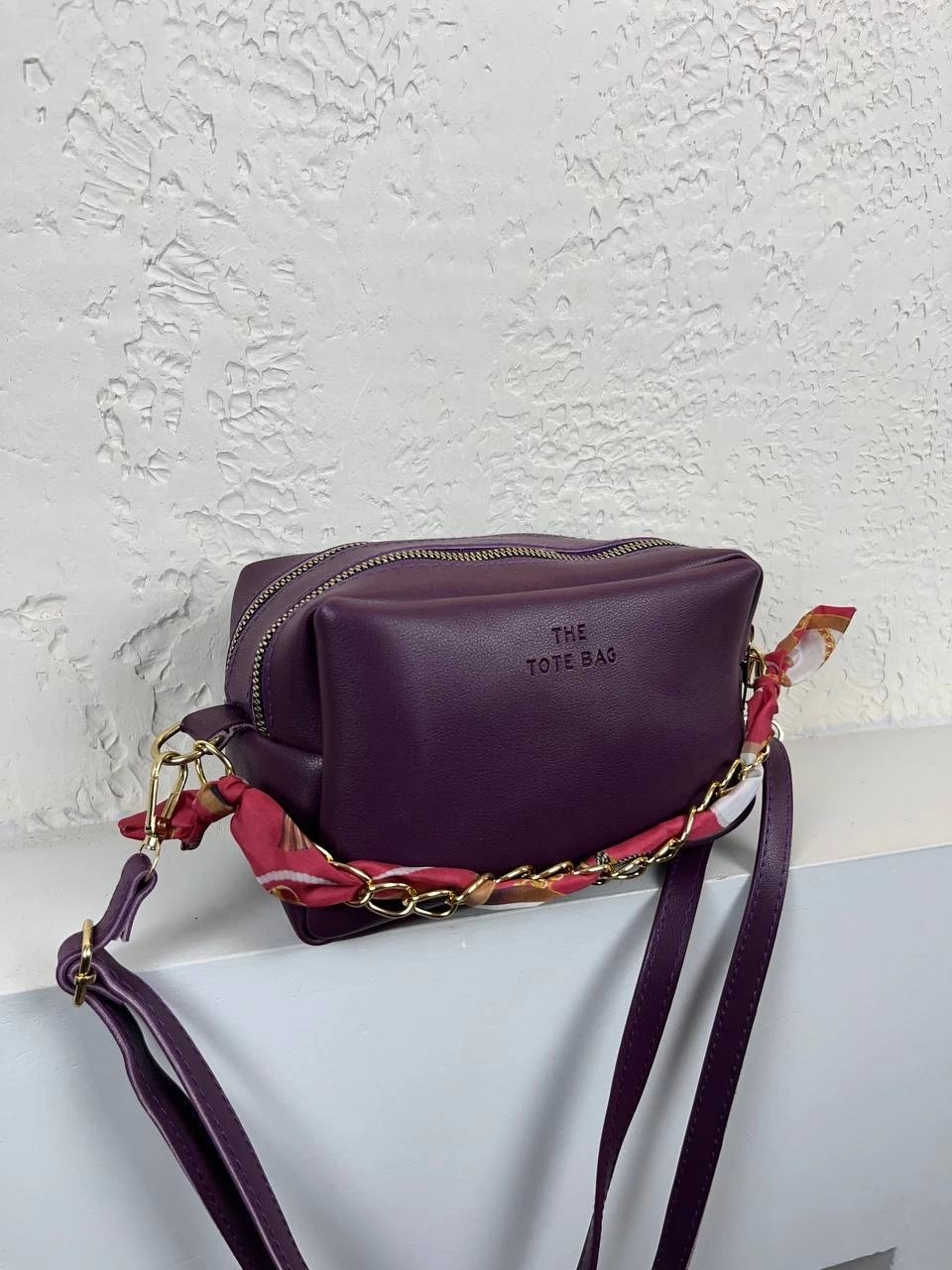 Mor 2 Bölme Fularlı Çapraz Çanta CB6791