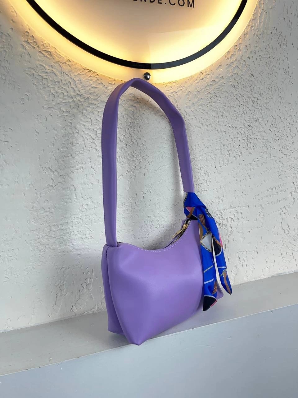Mor Deri Baget Fularlı Kol Çanta CB3089