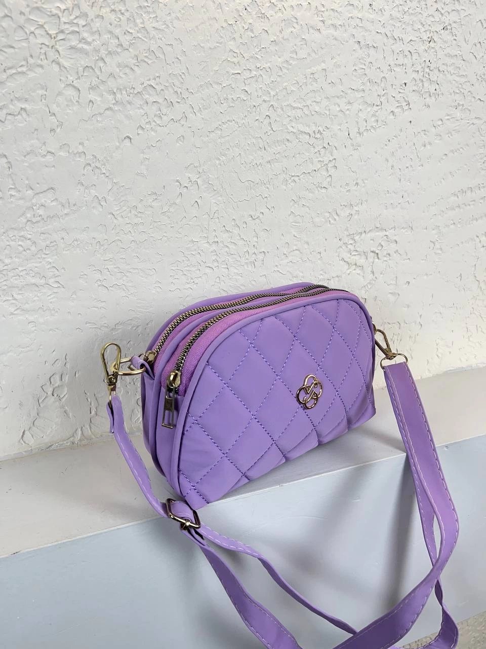 Mor Kapitone 2 Bölme Çapraz Çanta CB2044