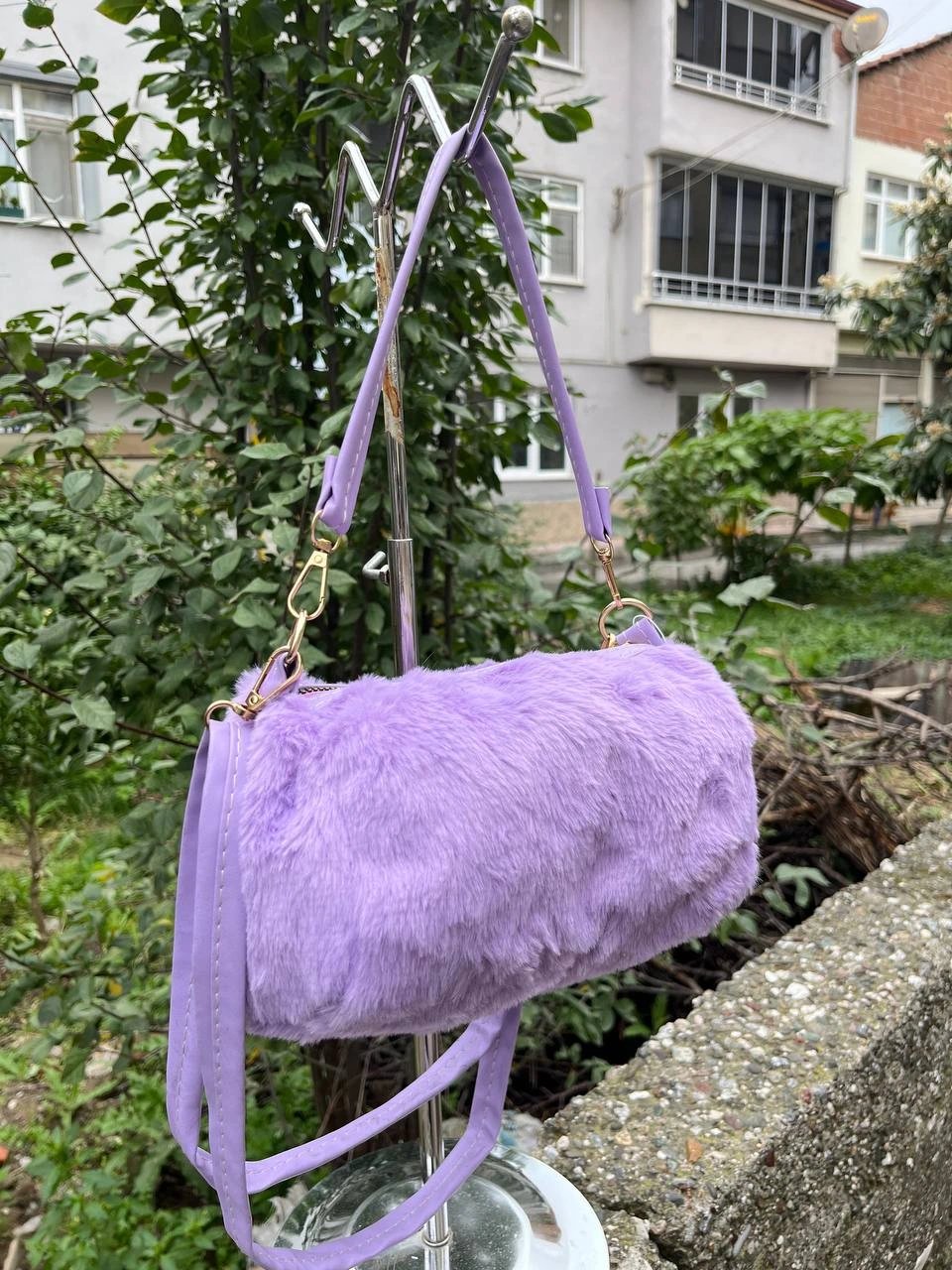 Mor Renk PONPON PELUŞLU Çanta CB82191