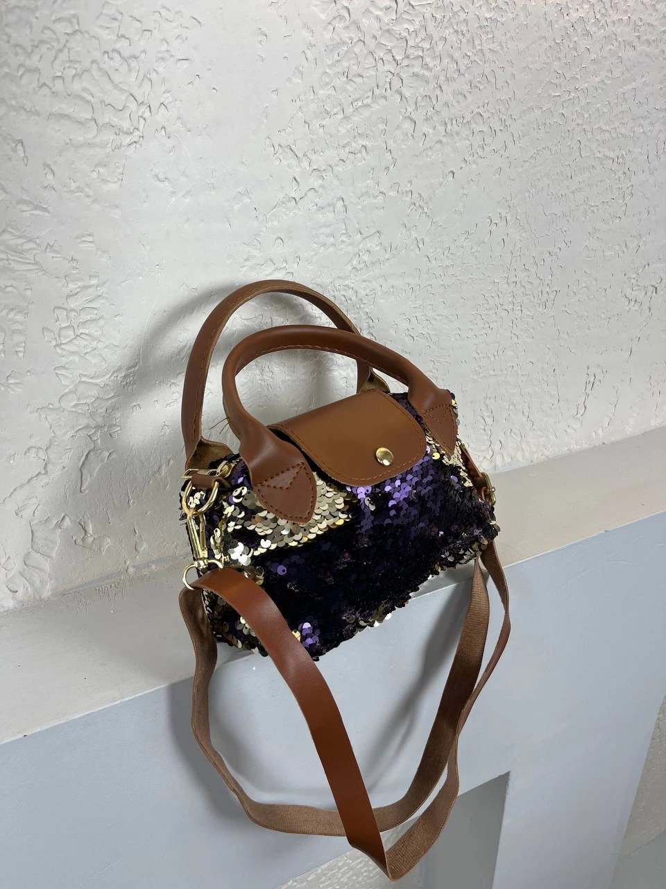 Mor Taba Saplı Pullu Çanta CB3209