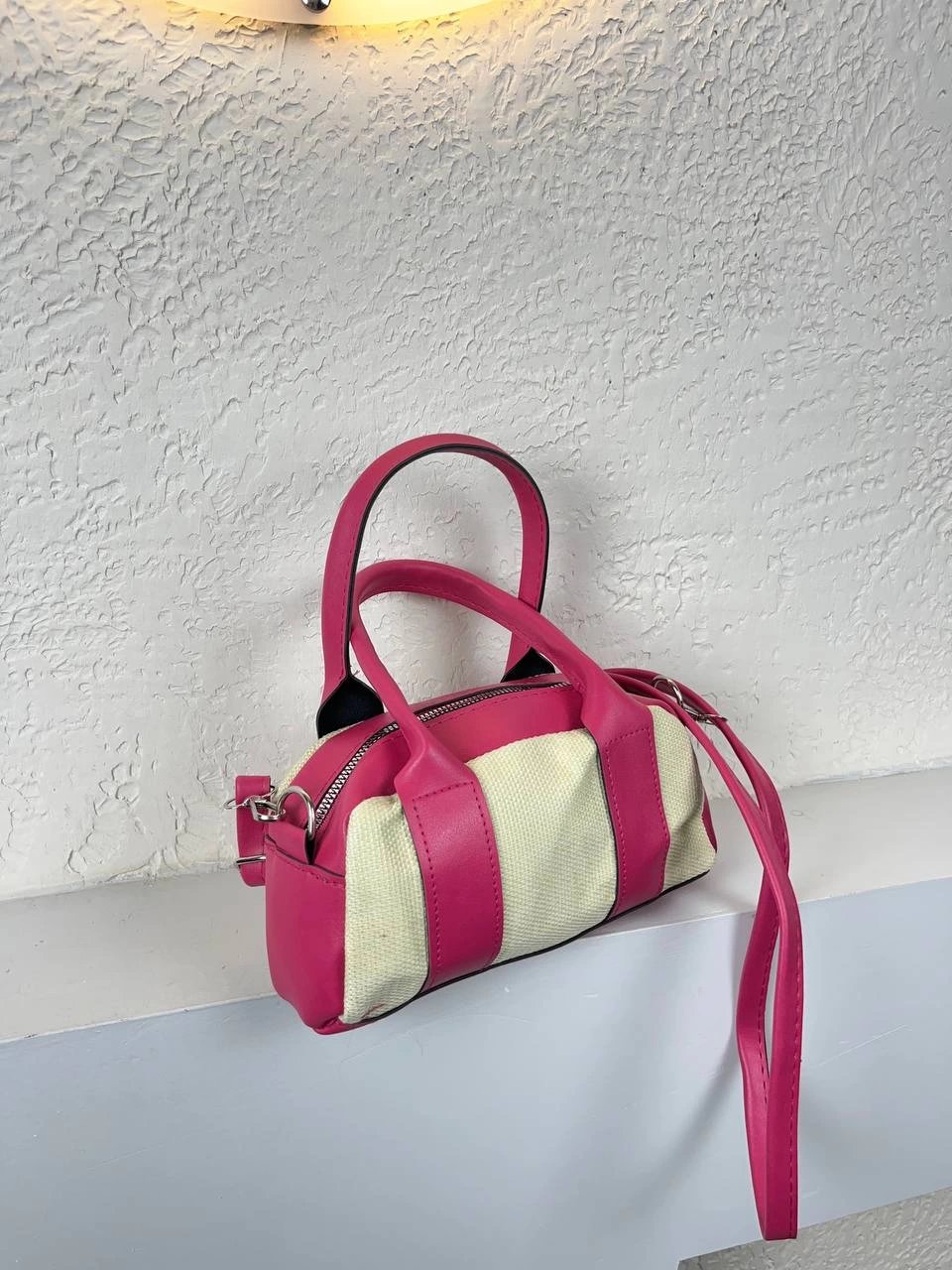 Pembe Renk Çizgili Çanta CB8262