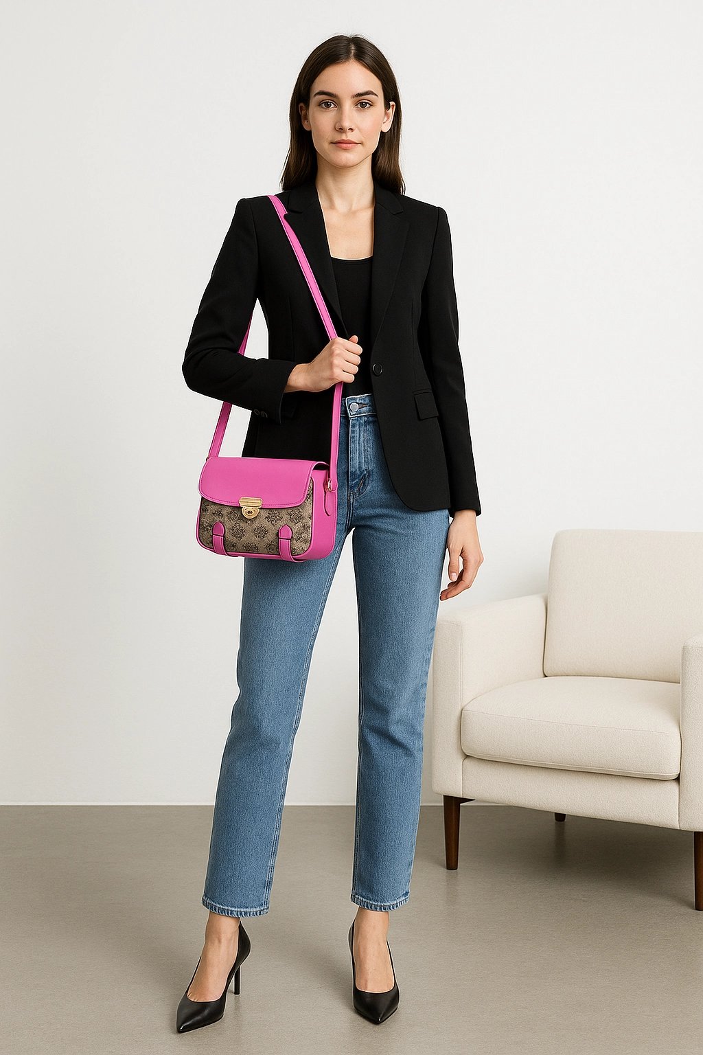 Pembe Renk Önü Kemerli Çanta CB0691