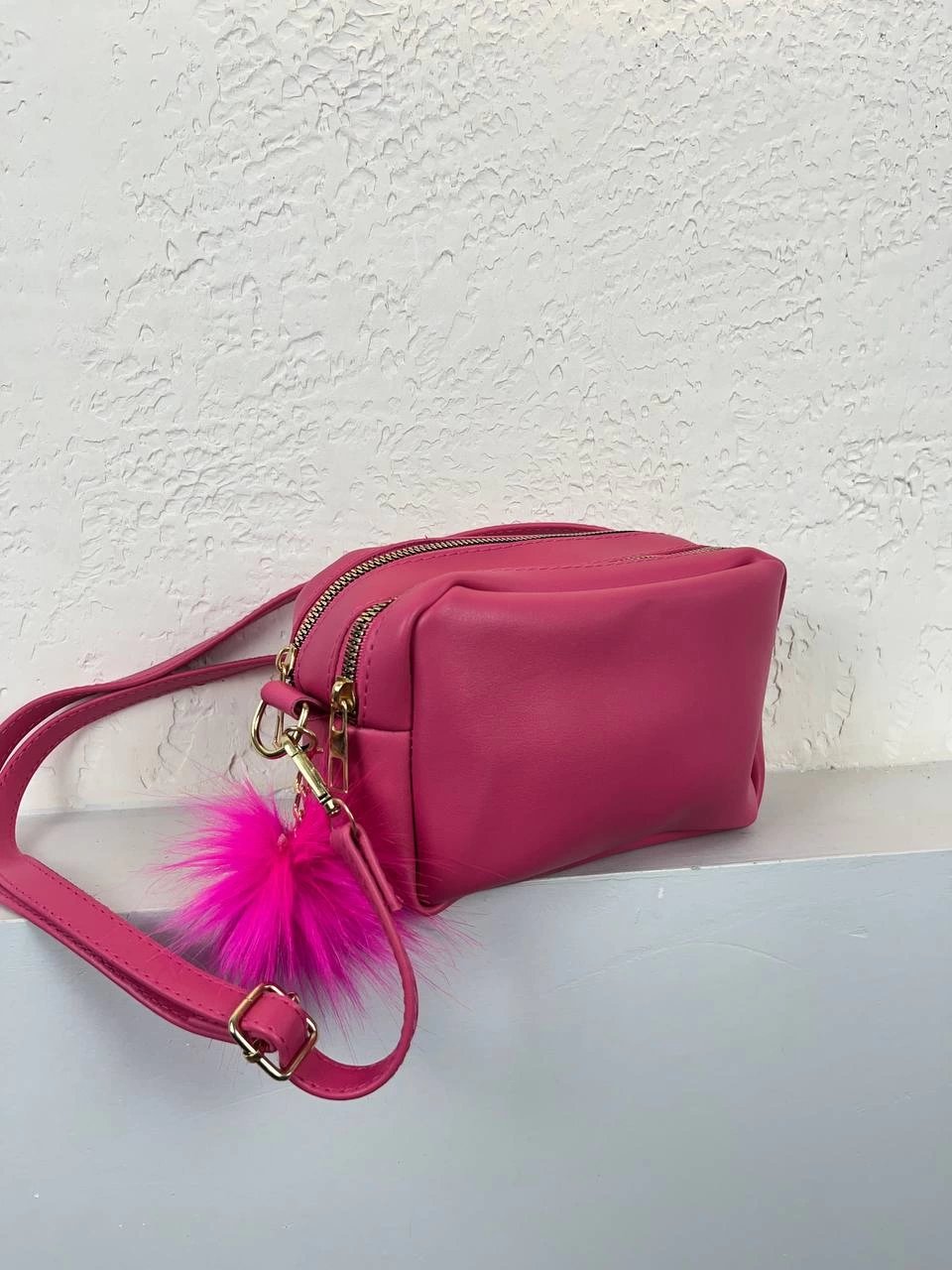 Pembe Renk Ponponlu 2 Bölme Çanta CB6378