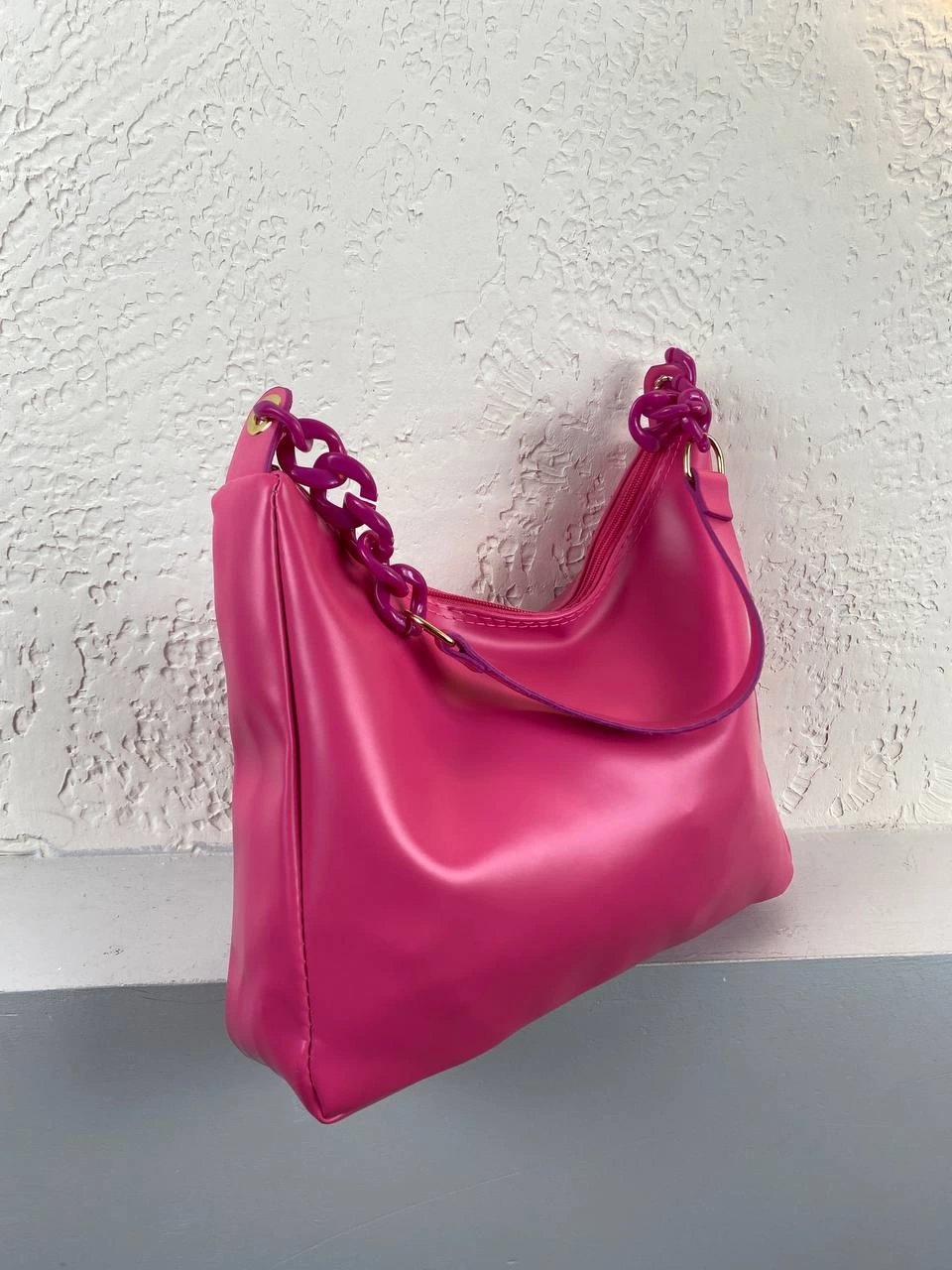 Pembe Renk Yumuşak Deri Kol Çanta