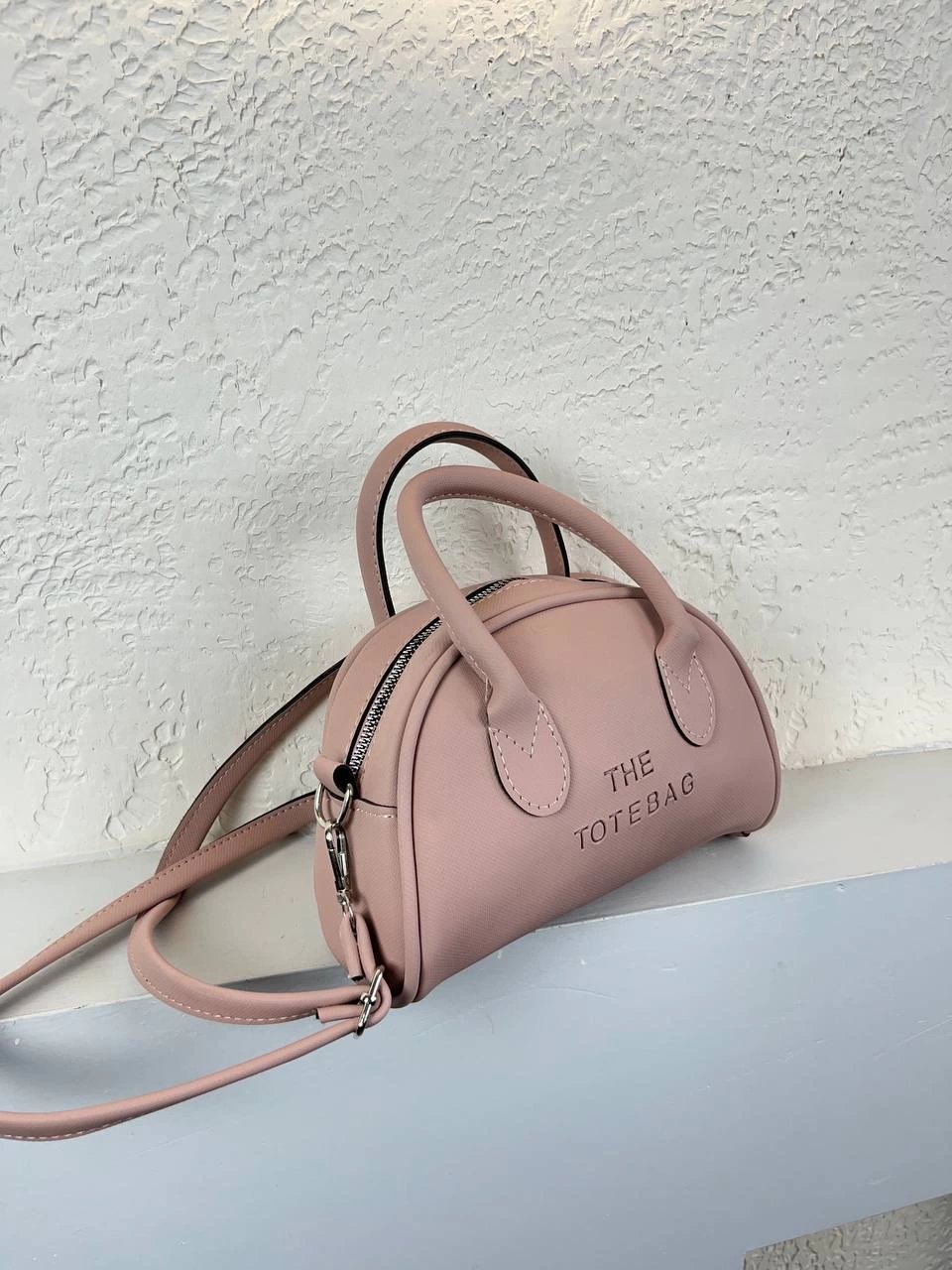 Pudra Renk Tote Lakos Deri Çanta CB9256