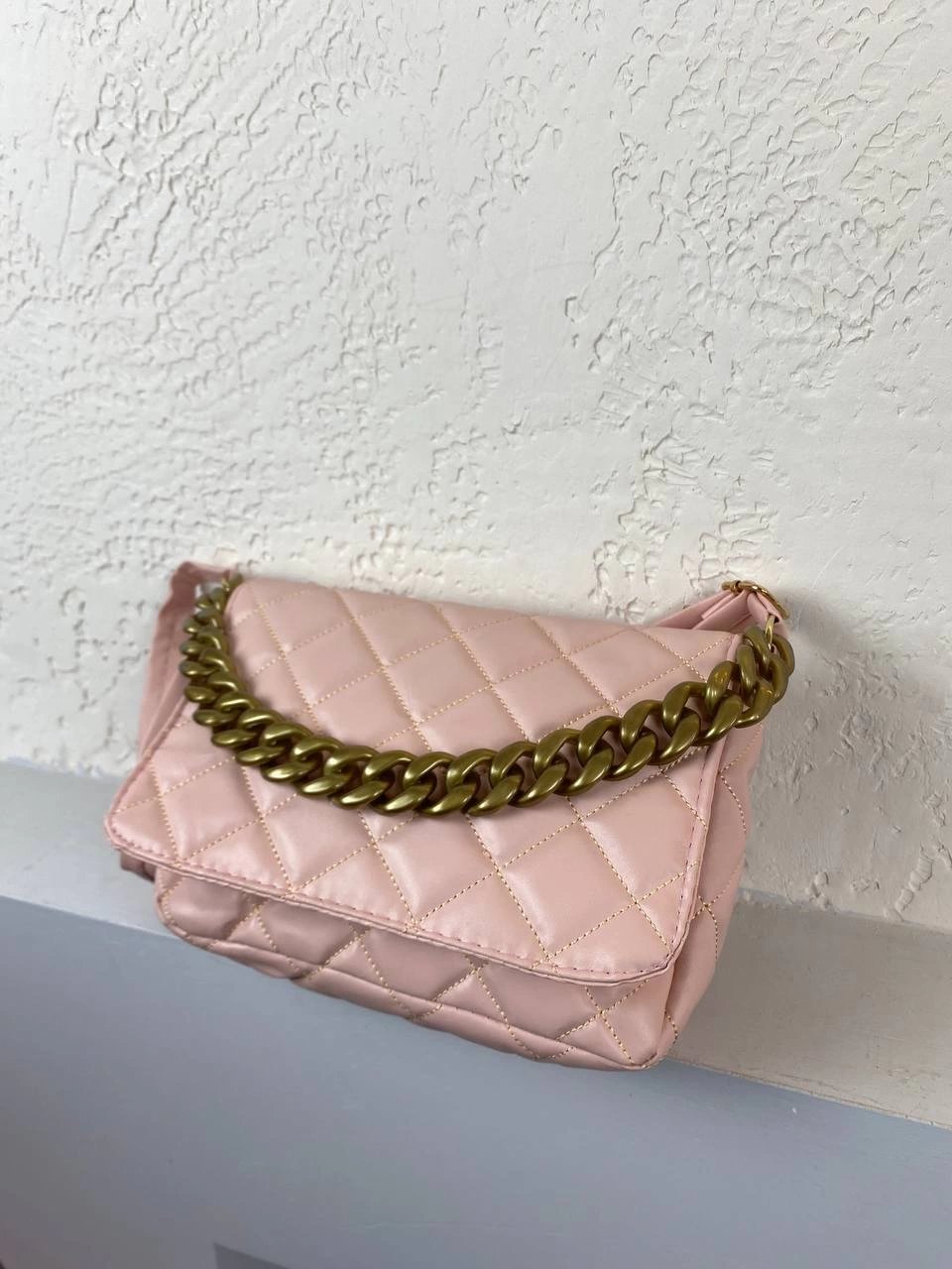 Pudra Renk Zincir Detay Çanta
