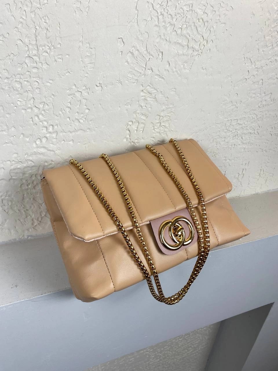 Pudra Renk Zincirli Kol Çanta