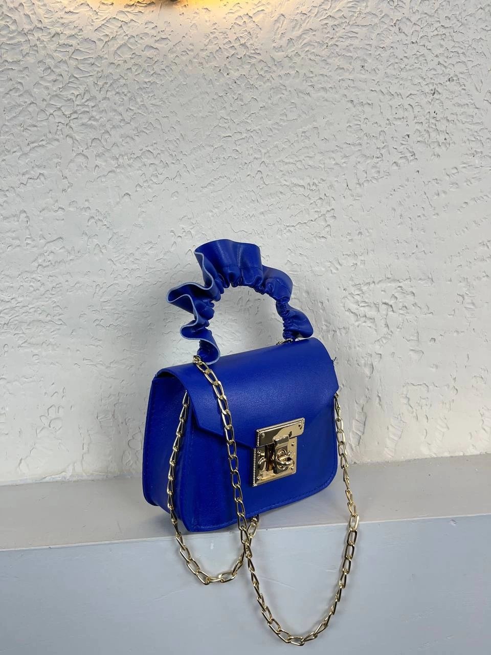 Saks Mavi Renk MİNİ zincirli Çanta CB4196