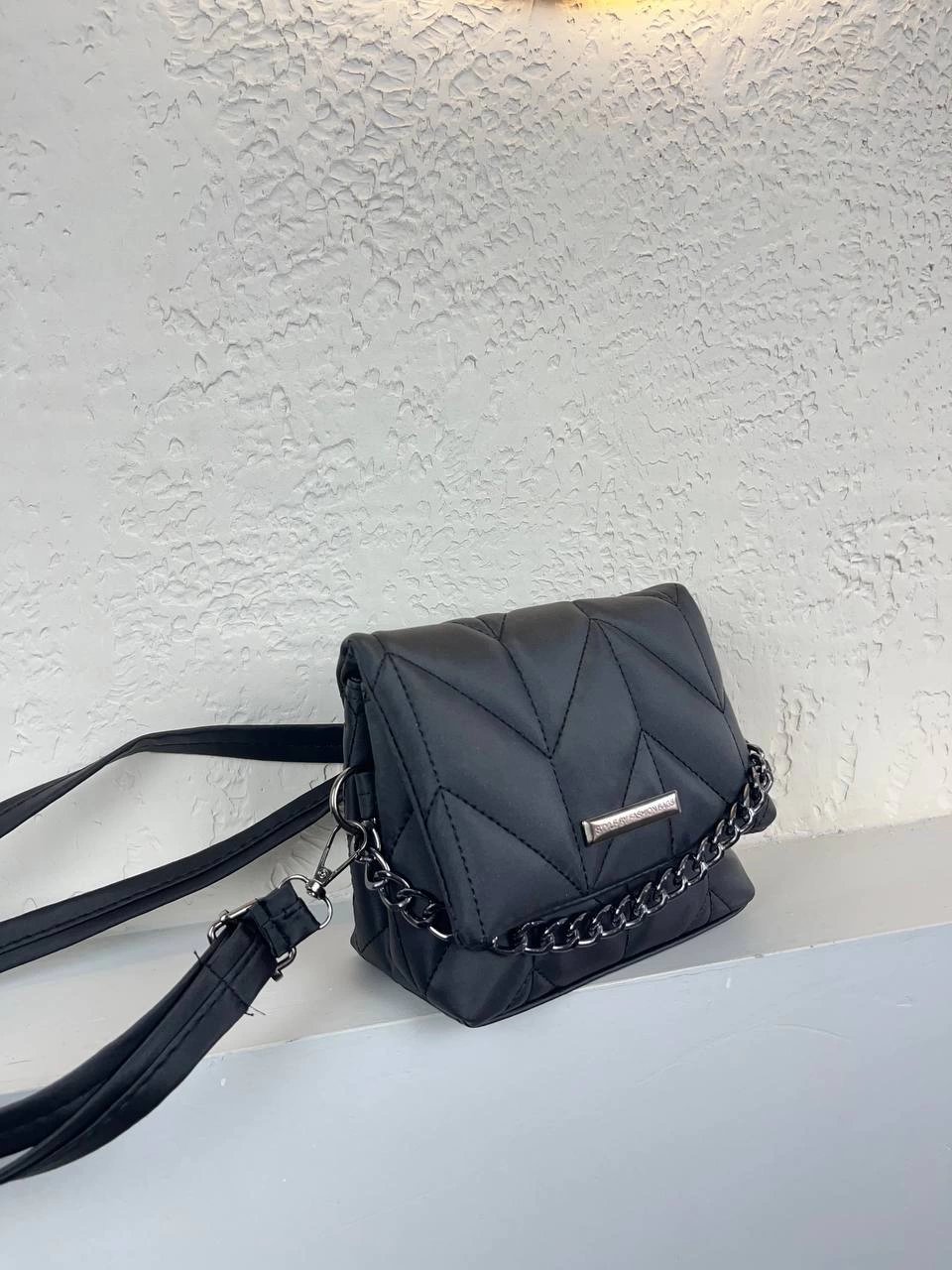 Siyah 2 Bölme Zincirli Çanta CB6327