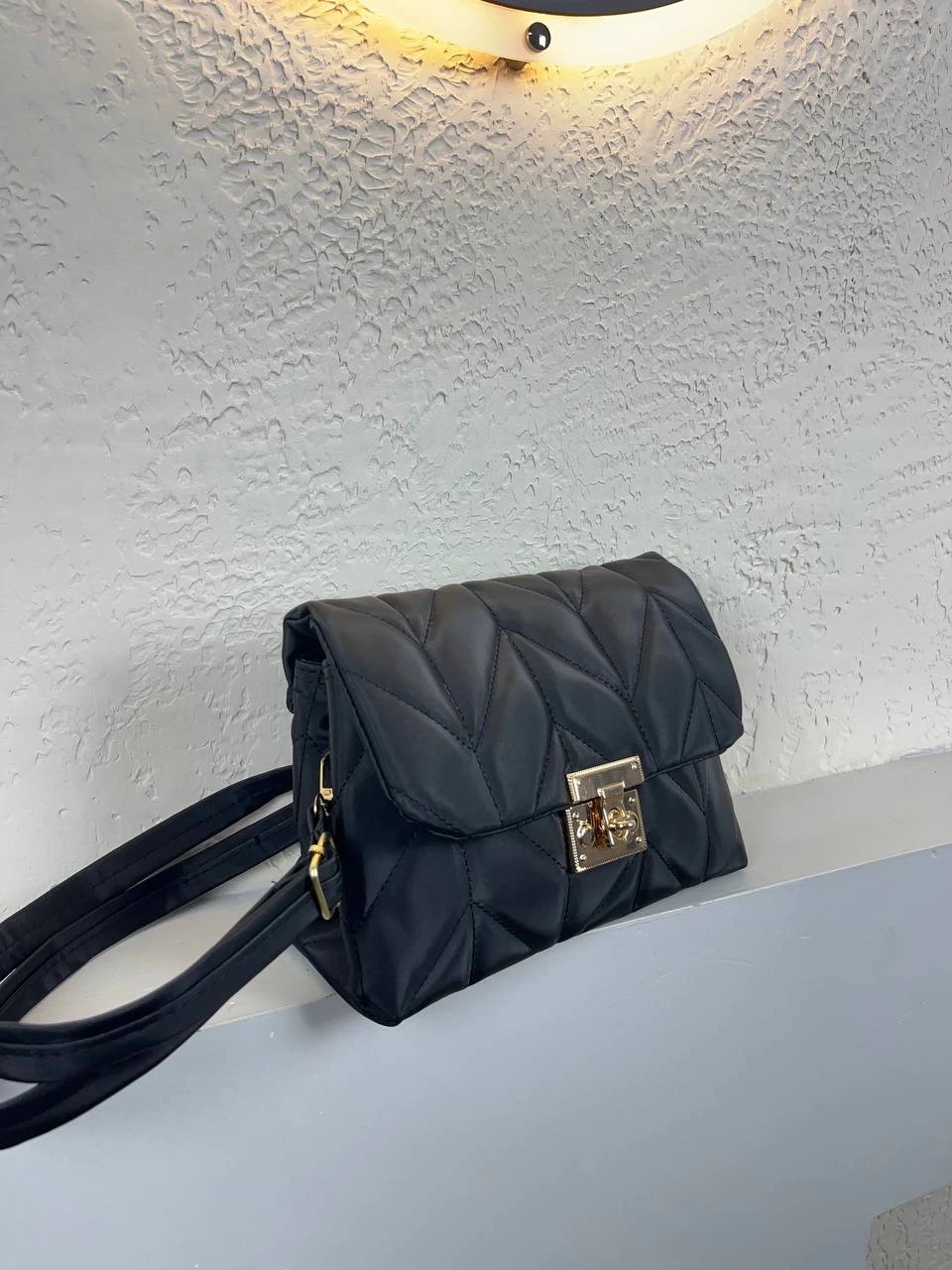 Siyah 2 Bölmeli Kapitone Çapraz Çanta CB0236