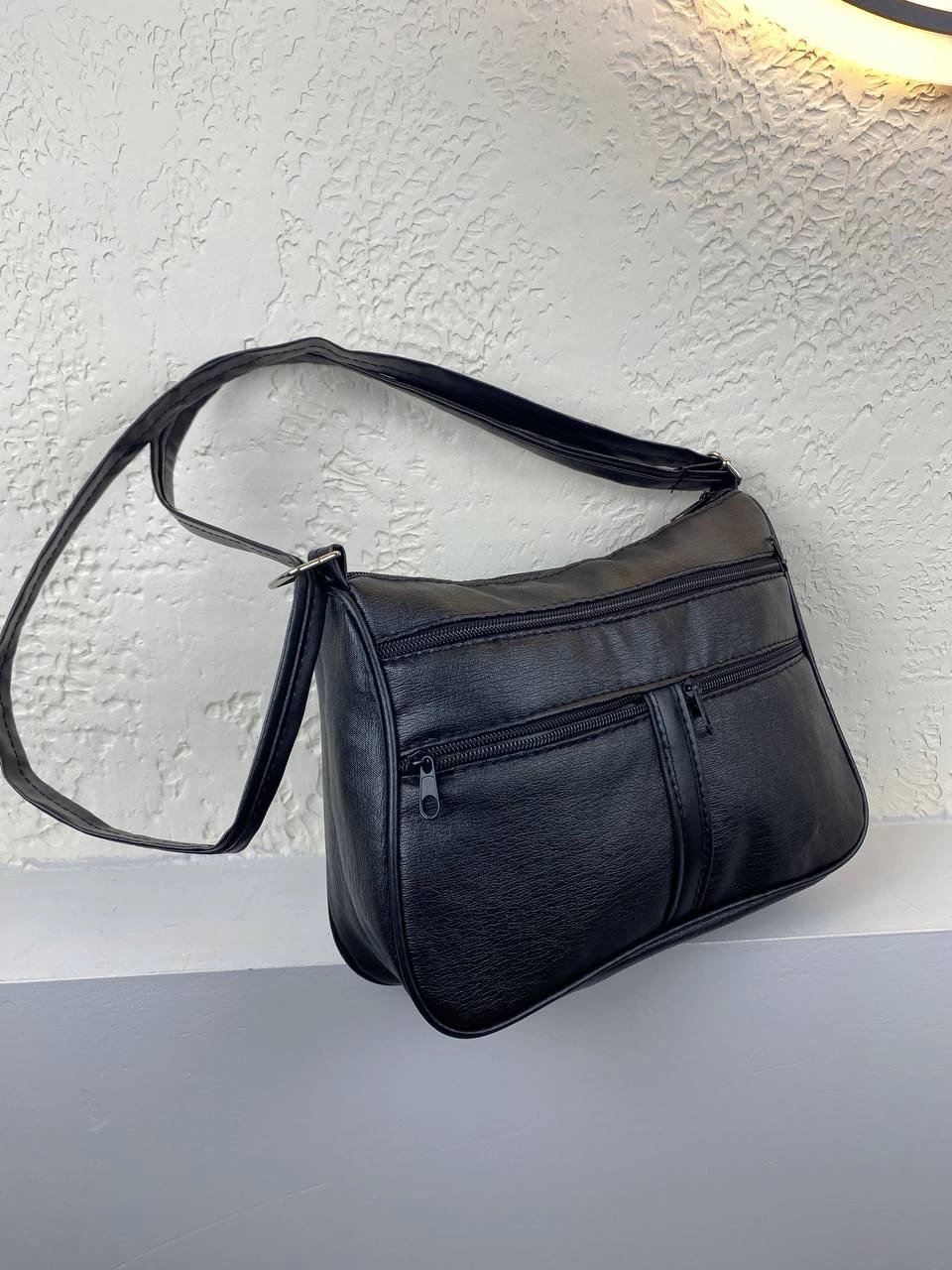 Siyah 4 Bölmeli Yumuşak Deri Çanta