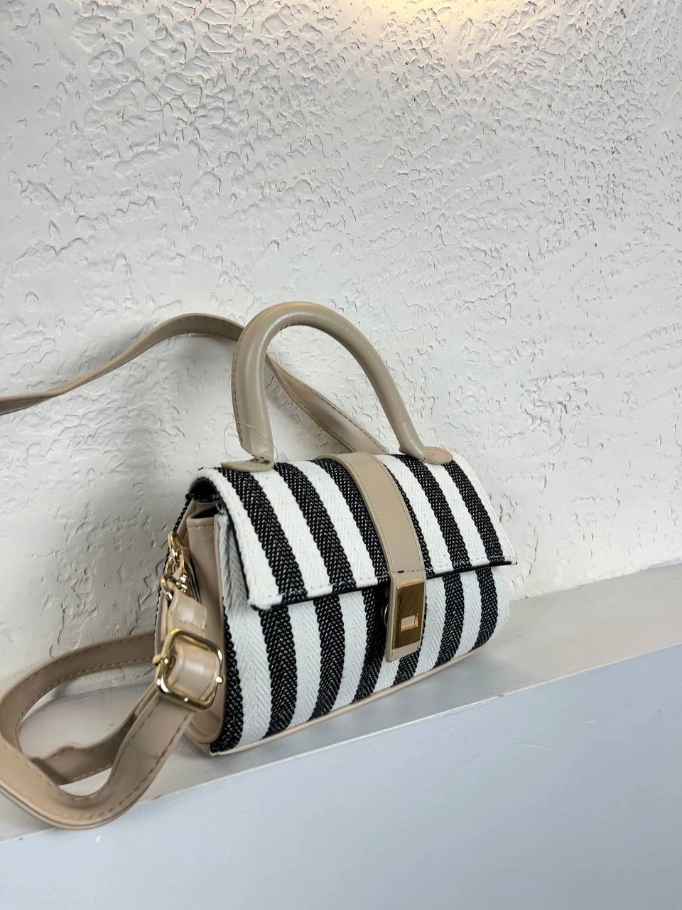 Siyah Çizgili Vizon Sap Çanta Vedat2013