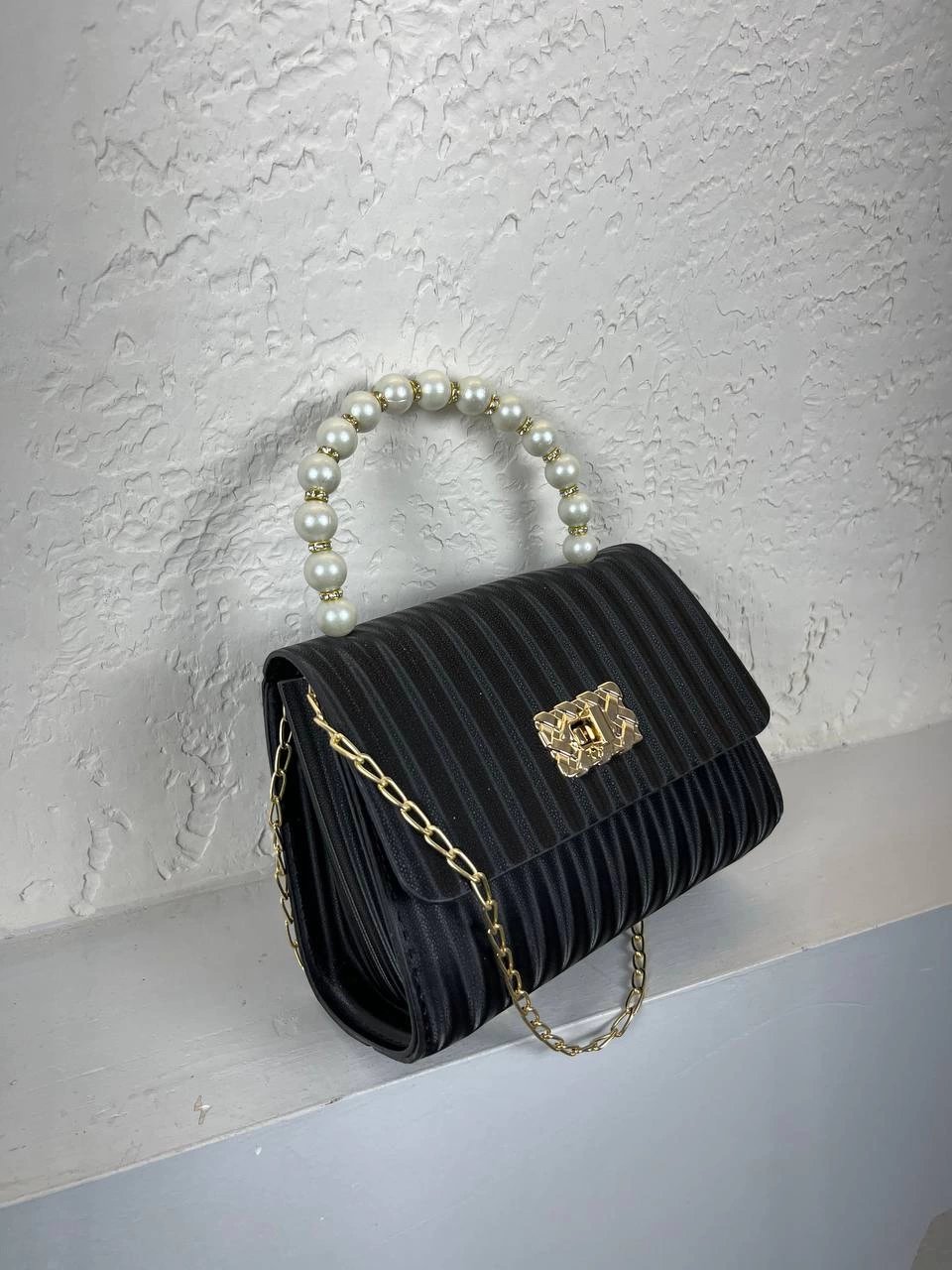 Siyah İncili Zincirli Çanta CB5297