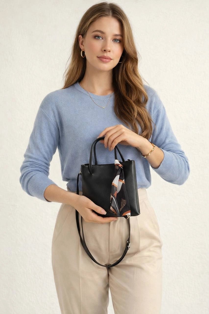 Siyah MİNİ BOY Fularlı Çanta CB0000