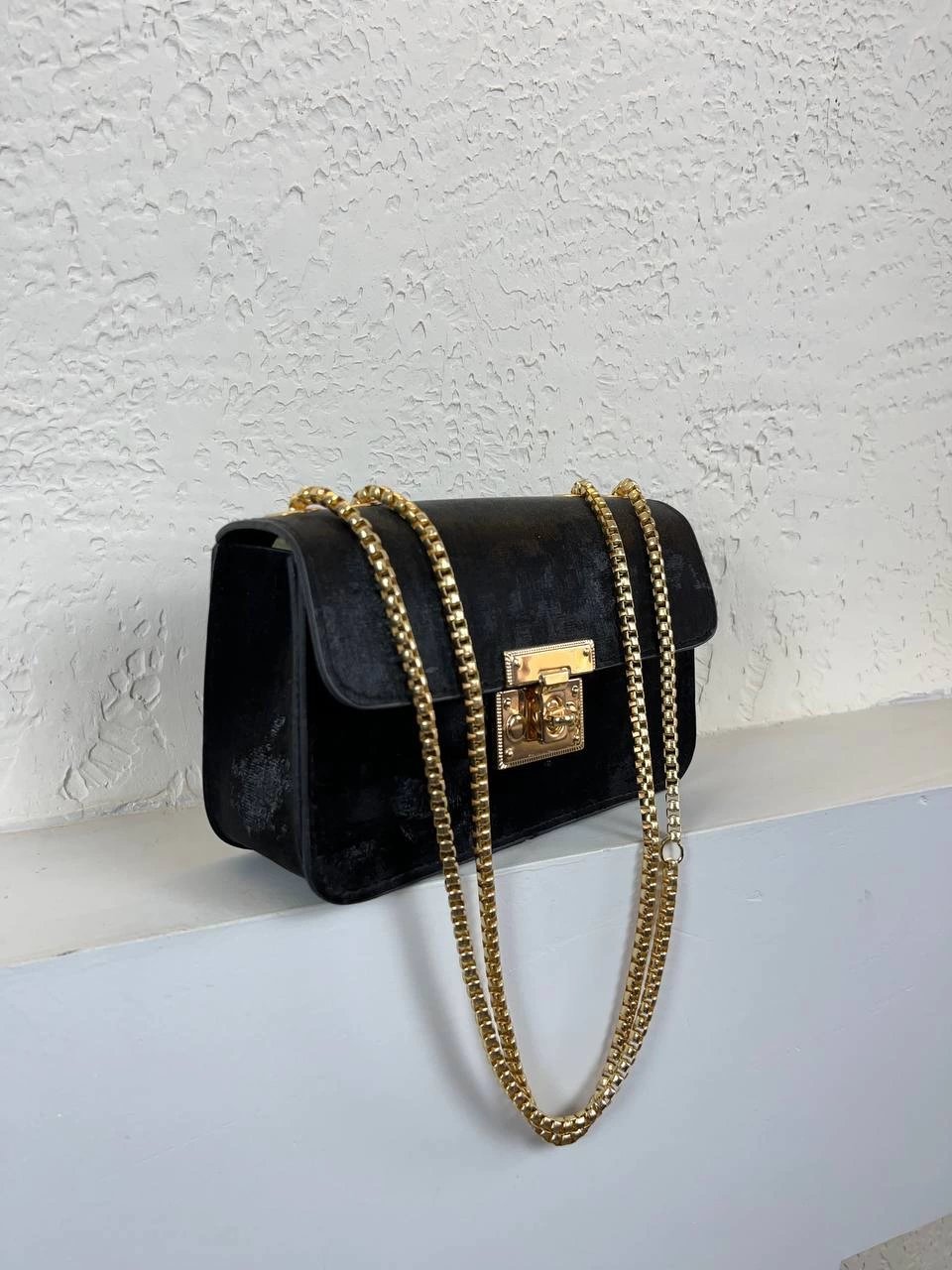 Siyah Nubuk Zincirli Çanta CB5219