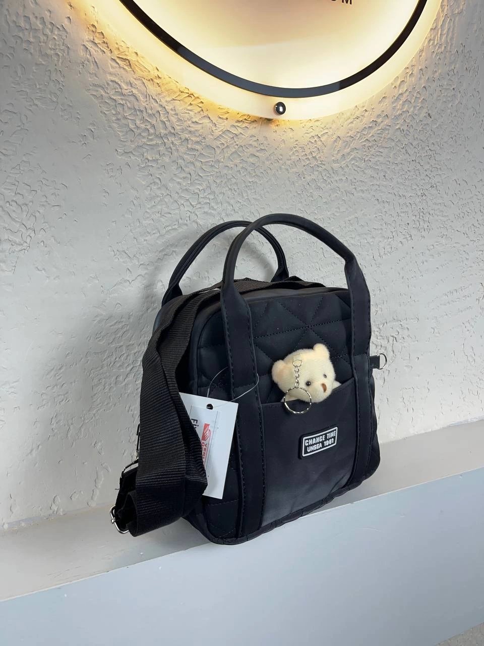 Siyah Oval Ayıcıklı Çanta CB3275