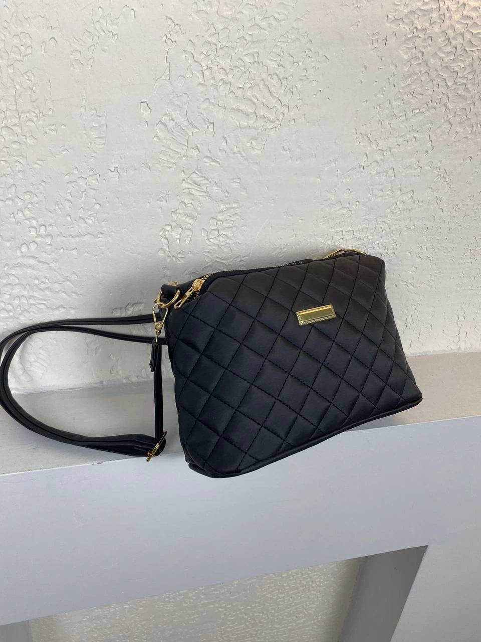 Siyah Renk 2 Bölmeli Kapitone Çanta