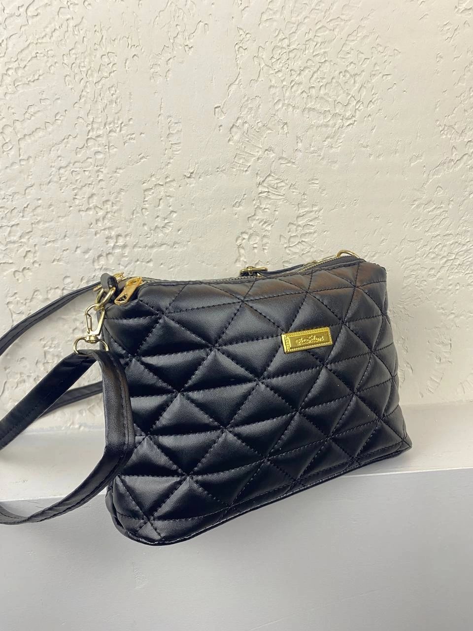 Siyah Renk 2 Bölmeli Kapitone Çanta