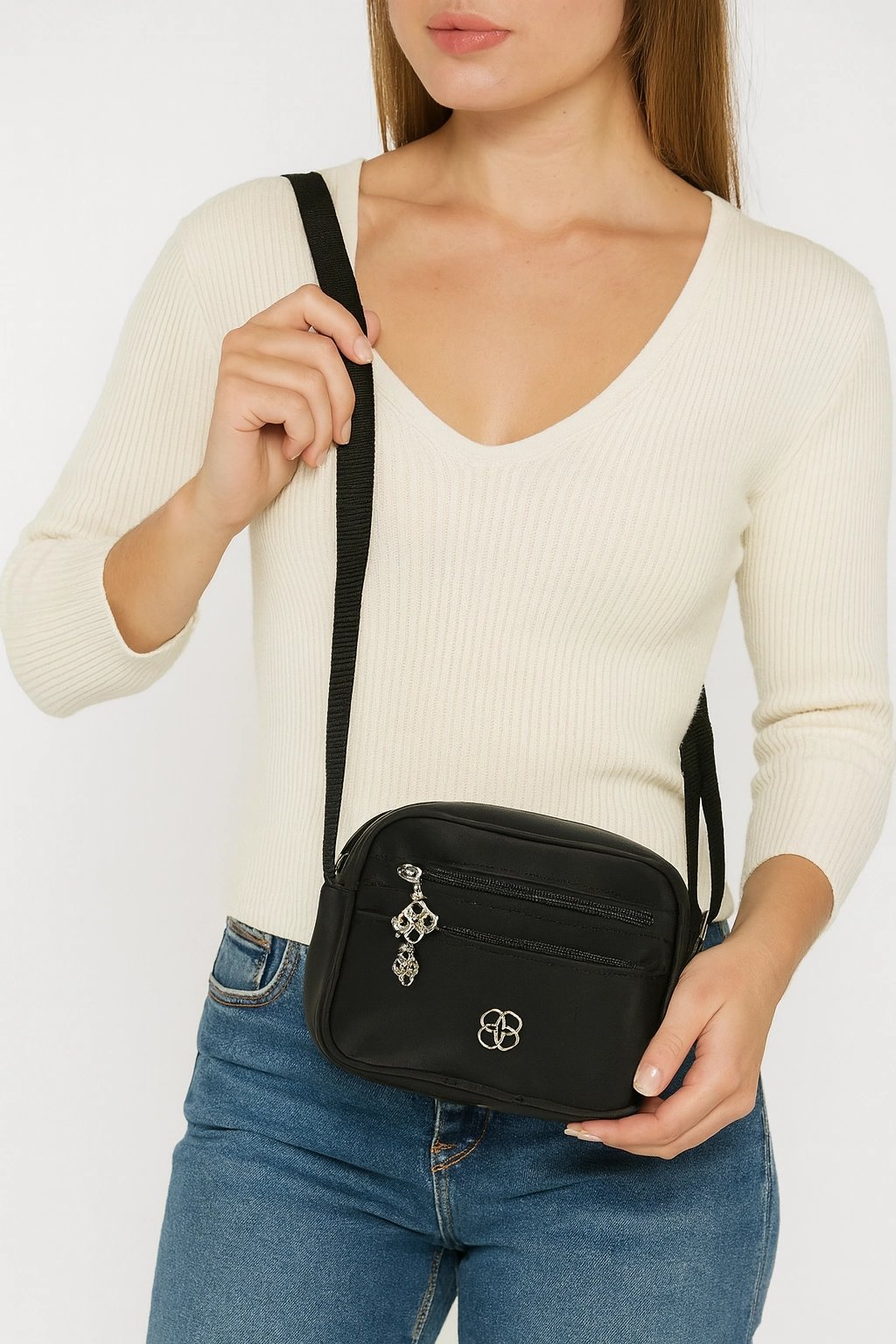 Siyah Renk 3 Bölme Çapraz Çanta CB29141