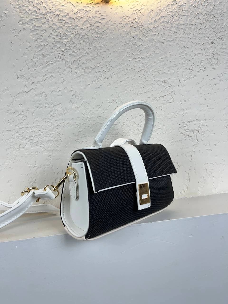 Siyah Renk Beyaz Sap Kalite Çanta ikra2019