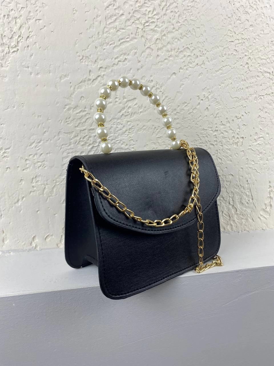 Siyah Renk İncili Kol Çanta