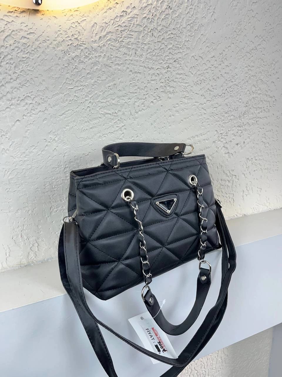 Siyah Renk Kapitone 2 Bölme Kalite Çanta CB8143