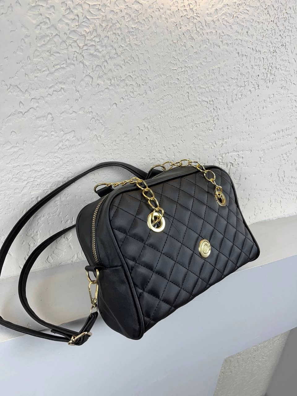 Siyah Renk Kapitone Çapraz Çanta CB9964