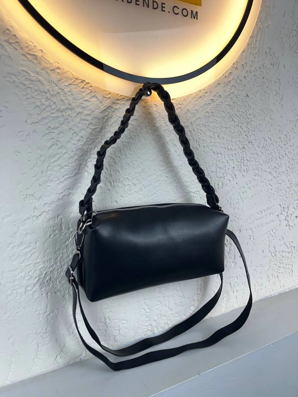 Siyah Renk Kolları Hasır Çanta CB2397