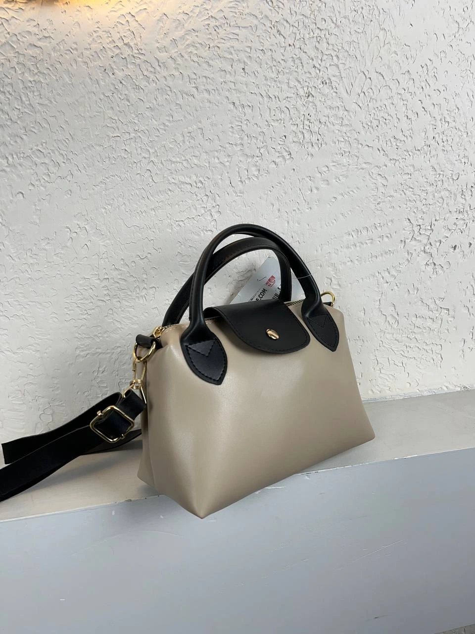 Siyah Sap Açık Vizon Çapraz Çanta CB08922