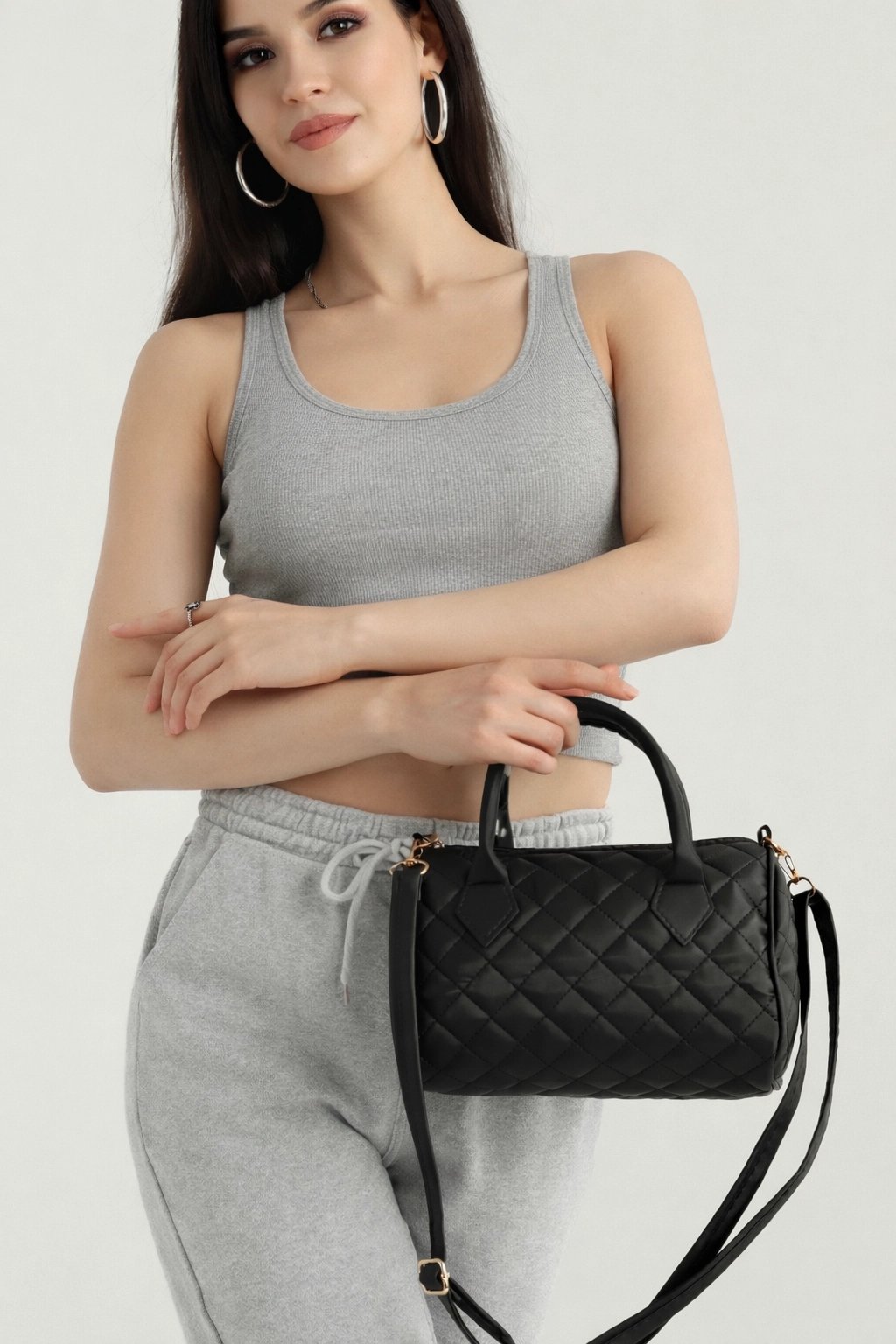 Siyah Silindir Çapraz Çanta CB2742