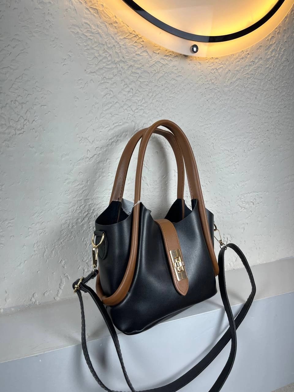 Siyah Tabalı Yavrulu Deri Çanta CB3071