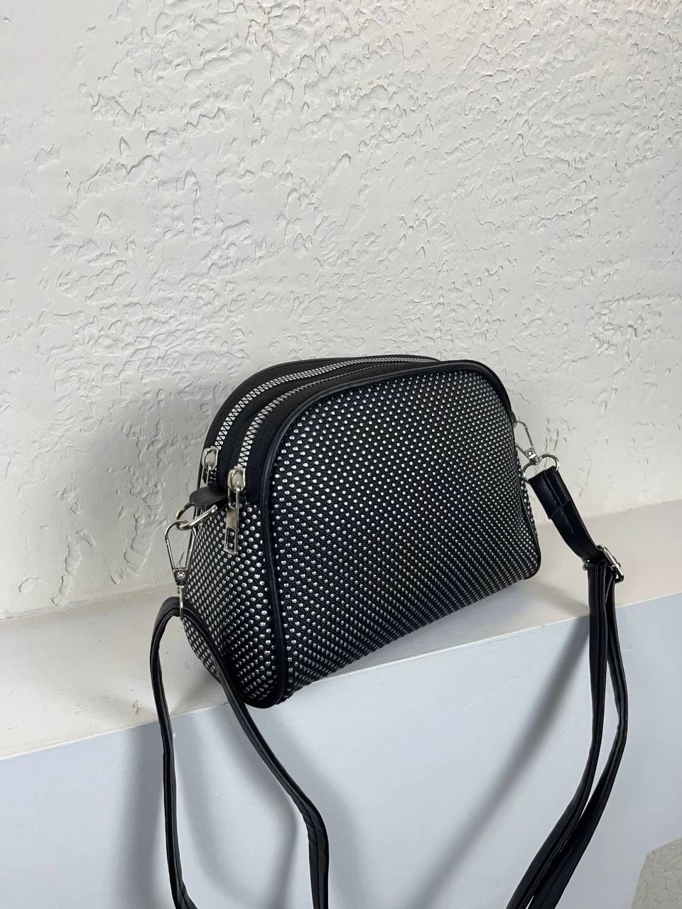 Siyah Taşlı 2 Bölmeli Omuz Çanta CB5654
