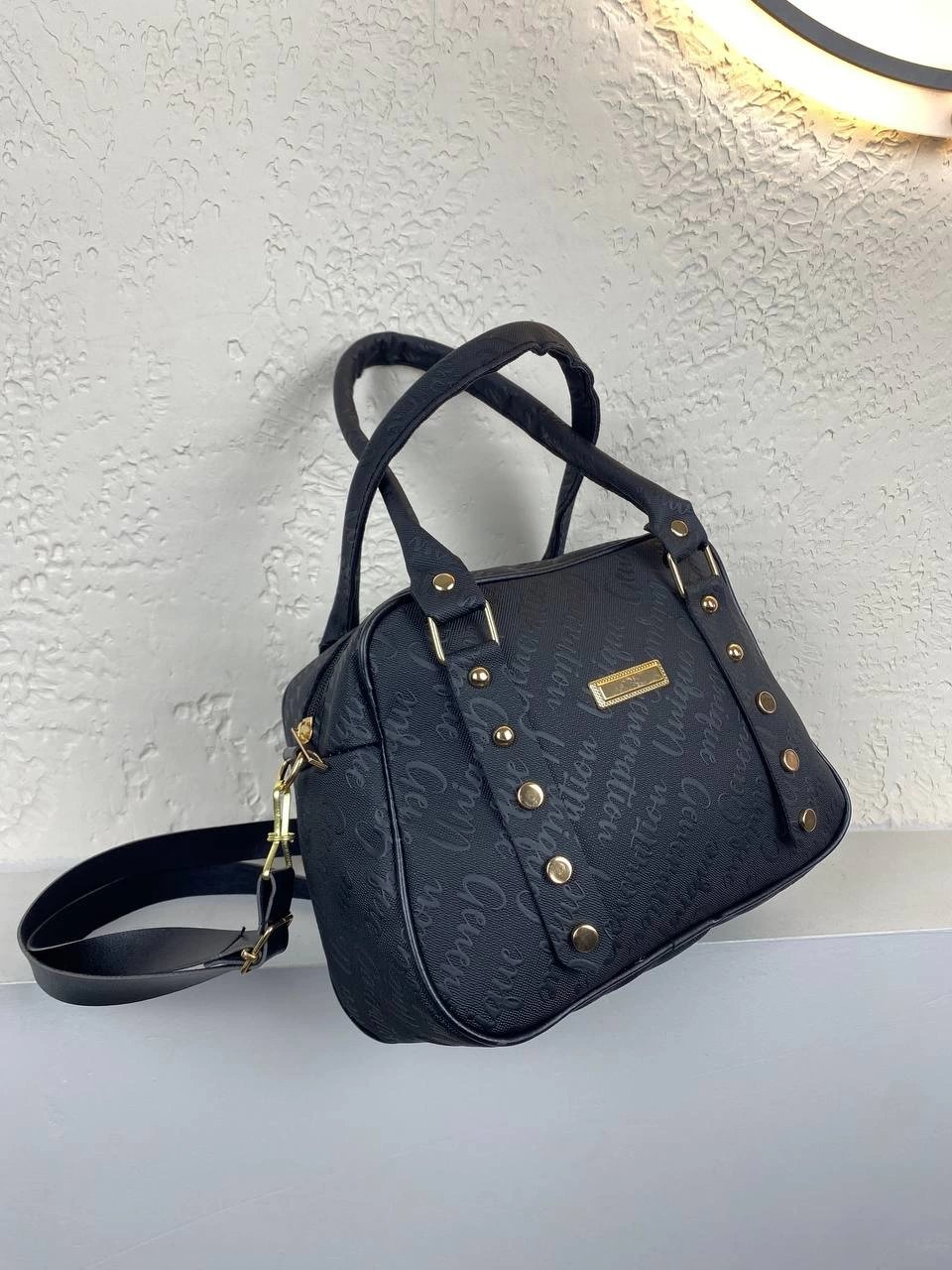 Siyah Zımbalı Kampanya Kol Çanta