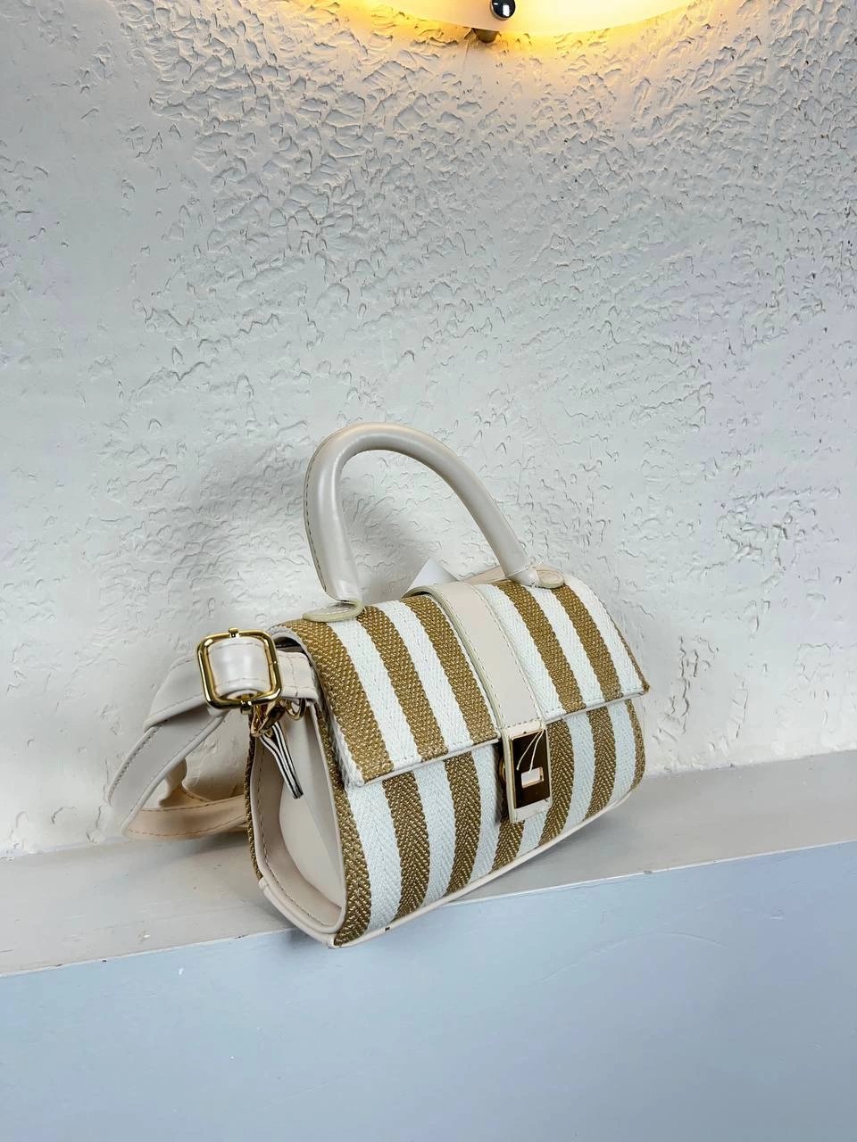 Taba Çizgili Krem Sap Çanta Vedat2013