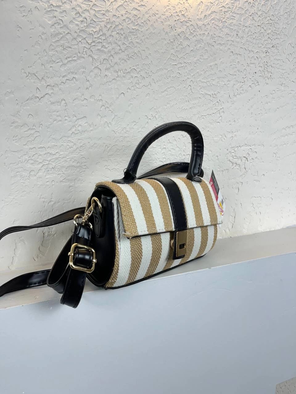 Taba Çizgili Siyah Sap Çanta Vedat2013