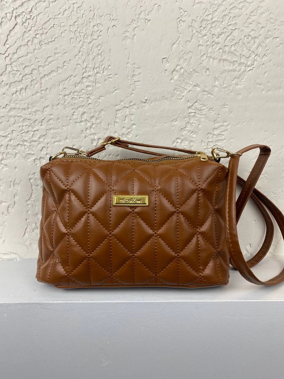 Taba Renk 2 Bölmeli Kapitone Çanta