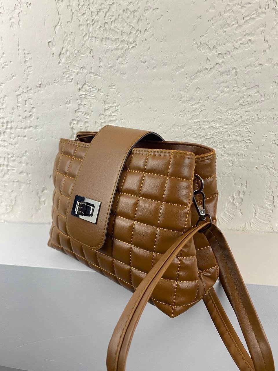 Taba Renk 2 Bölmeli Kapitone Çanta