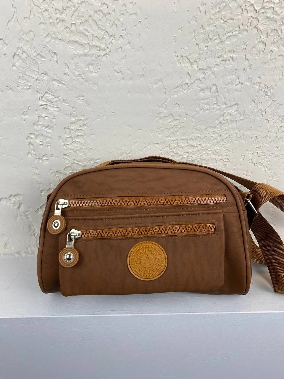 Taba Renk 3 Bölme Kumaş Çanta