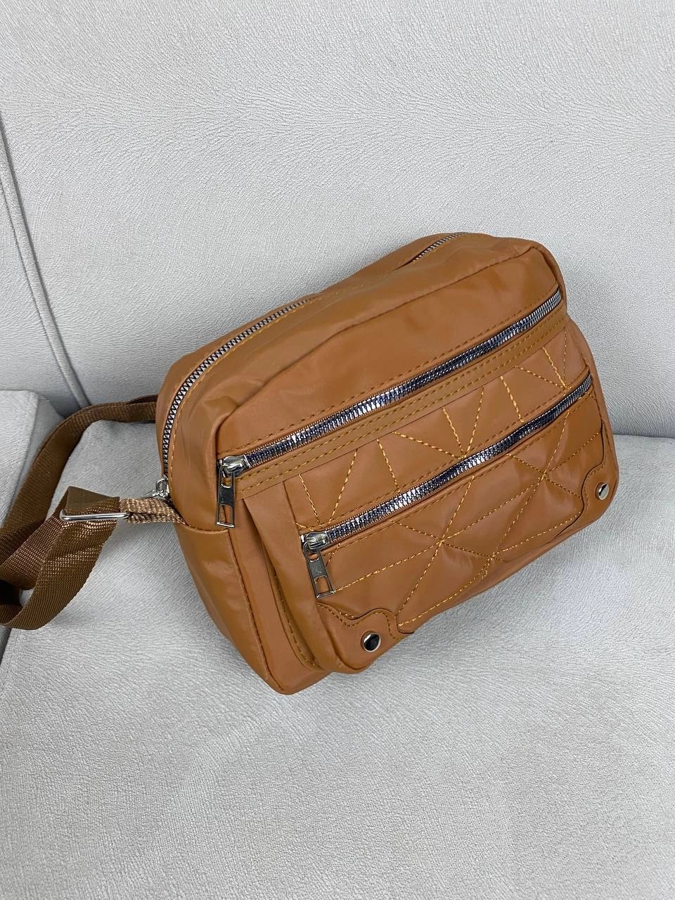 Taba Renk 3 Bölmeli Çapraz Çanta CB6955