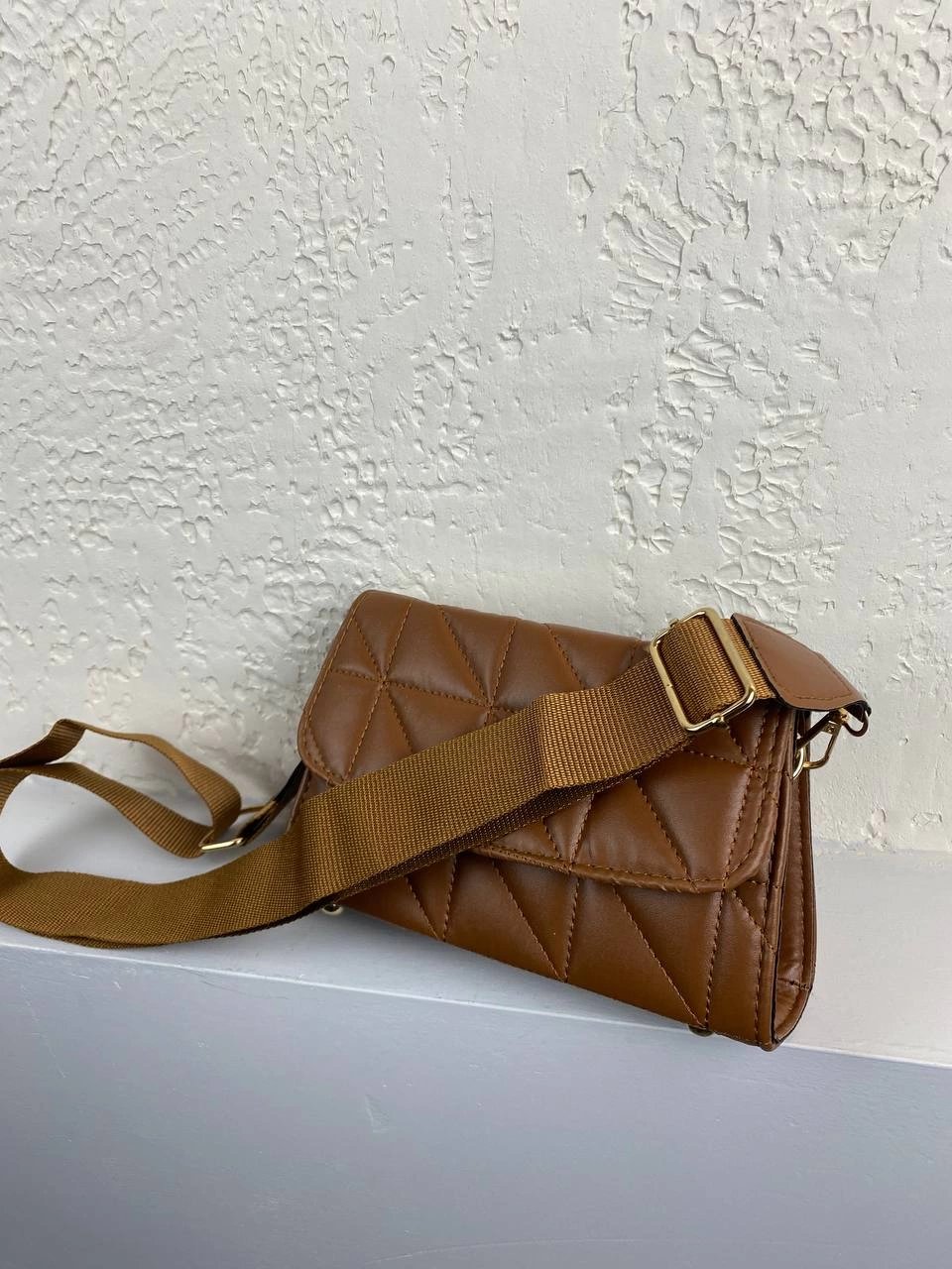 Taba Renk Kapitonne Çapraz Çanta