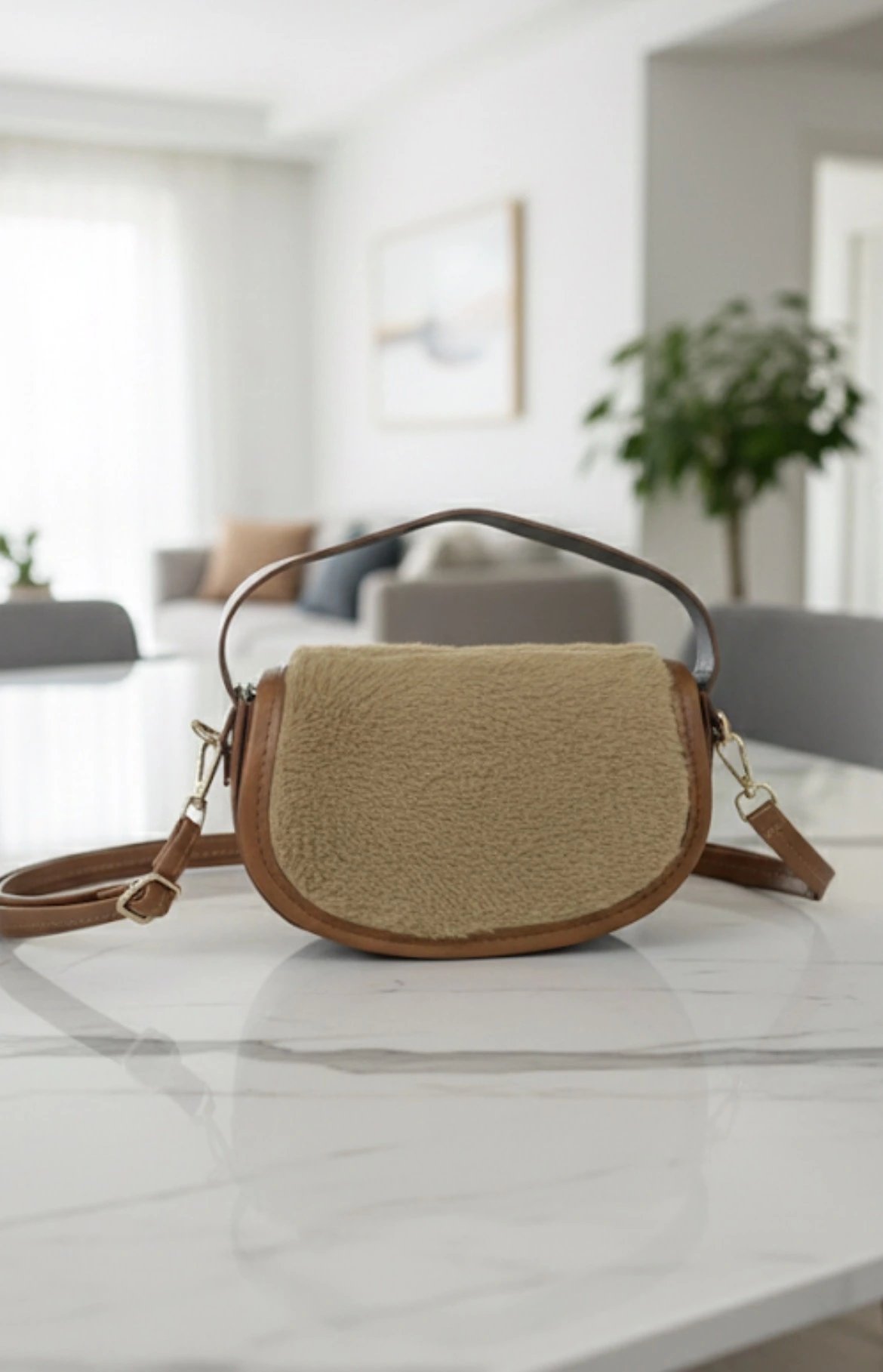 Taba Renk Peluş Çanta CB90913