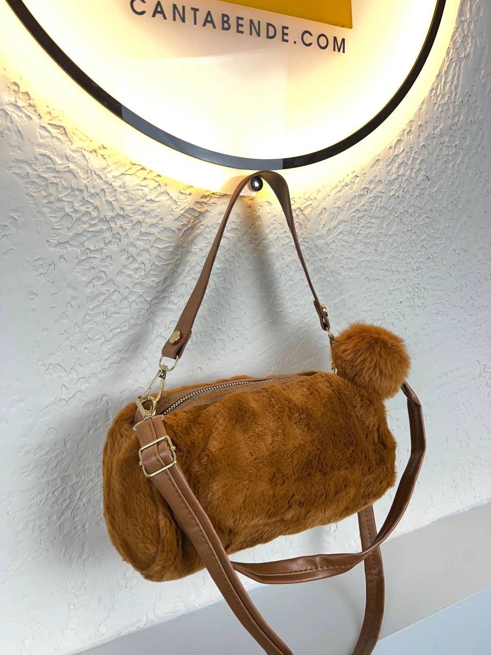 Taba Renk Ponponlu Peluş Çanta CB7400