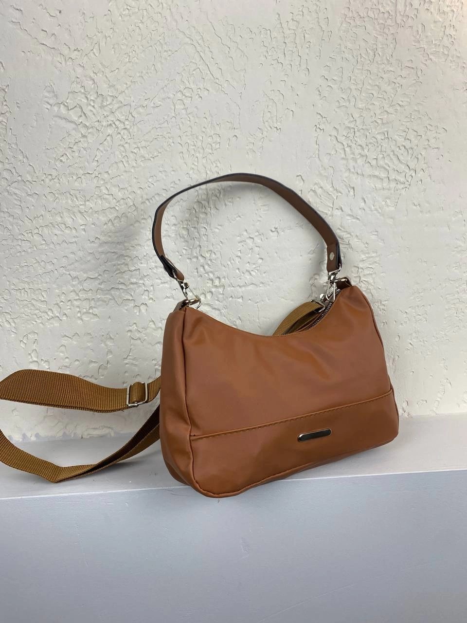 Taba Renk Saten Deri Çanta