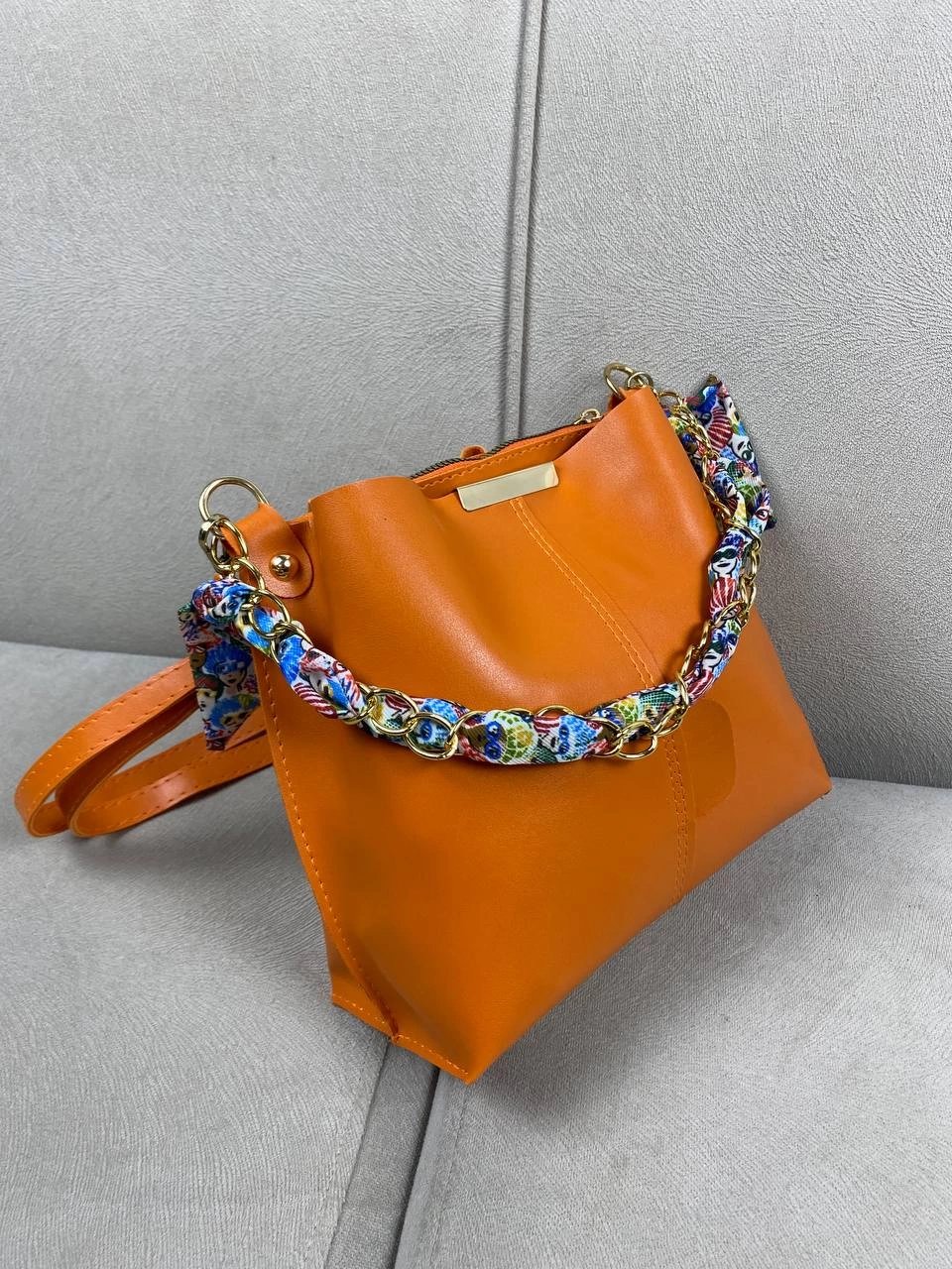 Turuncu 2 Bölme Yumuşak Kuşaklı Çanta