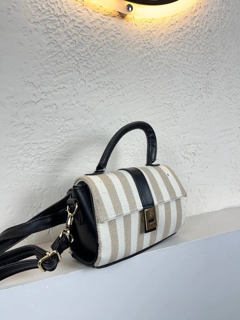 Vizon Çizgili Siyah Sap Çanta Vedat2013