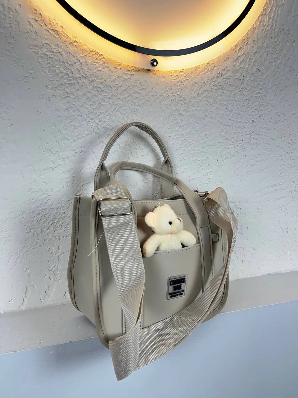 Vizon Renk Ayıcıklı Hediyeli Çanta CB0283