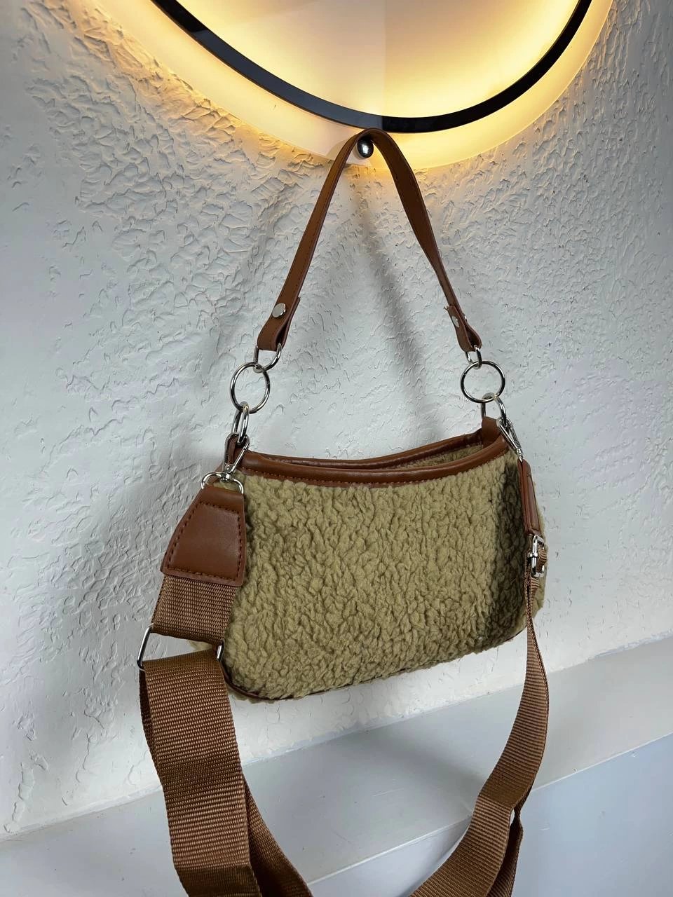 Vizon Renk Baget Peluş Çanta CB6273