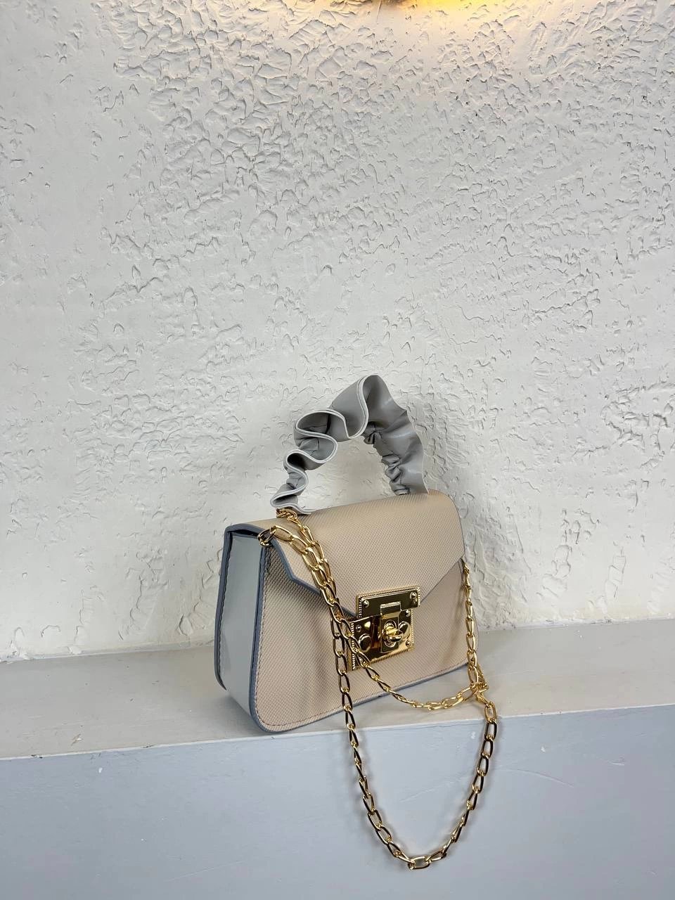 Vizon Renk Gri Sap  Mini Zincirli Çanta CB5796